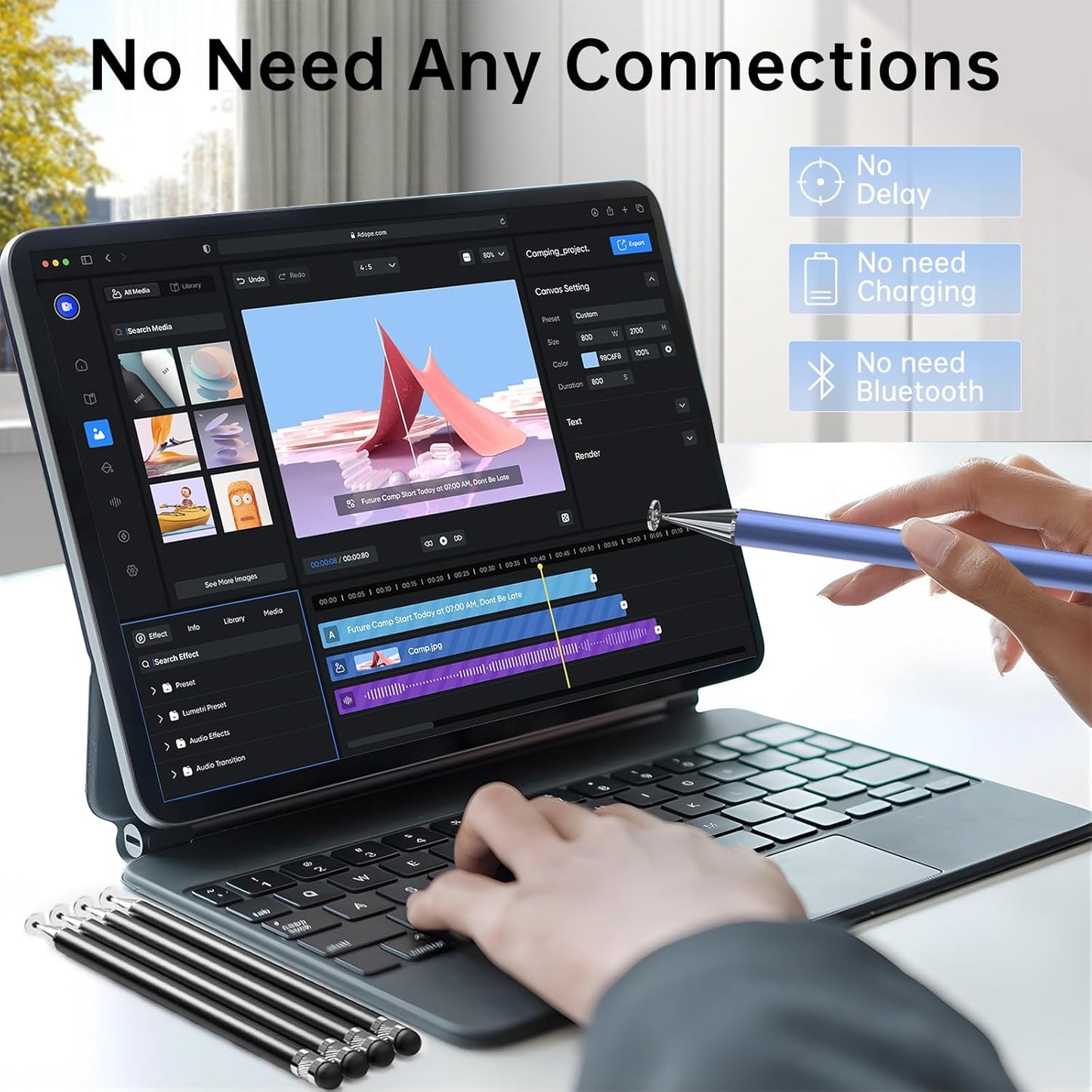 Bopomofo Stylus (5 Pcs),2-in-1 Stylus Pen for Touchscreen, High Precision and Sensitivity, Suitable for iPhone/ipad/Android Tablets, Compatible with All Touch Screens,Blue