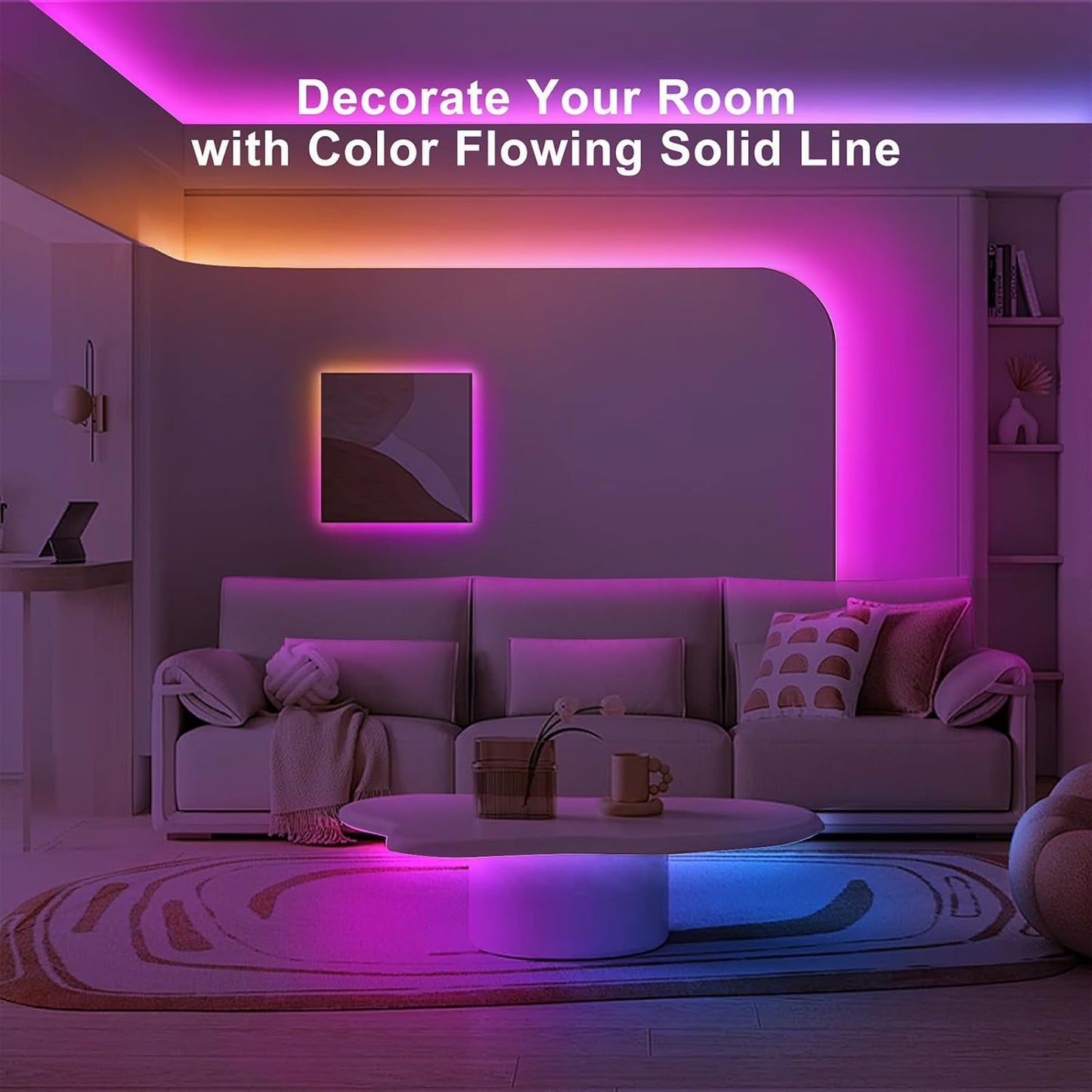 6.56ft Bluetooth RGB+IC COB Led Strip Light with App, Chasing COB Light Strip, Segmented Control, Music Sync, Color Changing Led Lights for Home Decor, Gaming, Cabinet, Desk