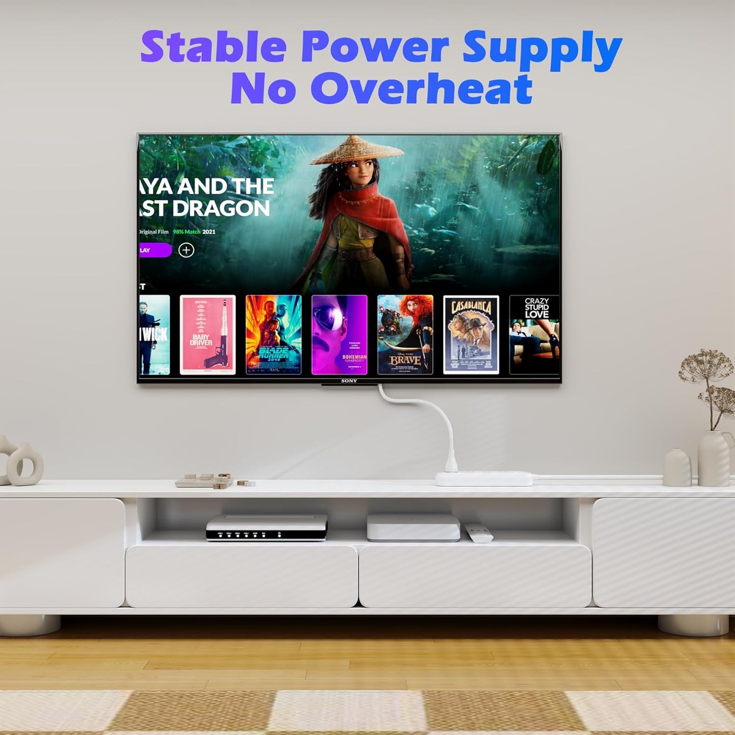 Adoreen 20 Ft Computer TV Replacement Power Cord White, 90 Degree Angled L-Shaped 18AWG 3-Prong AC Universal Power Supply Cable NEMA 5-15P to IEC 320 C13 for Printer, PC, Monitor TV LCD, ETL+Ties