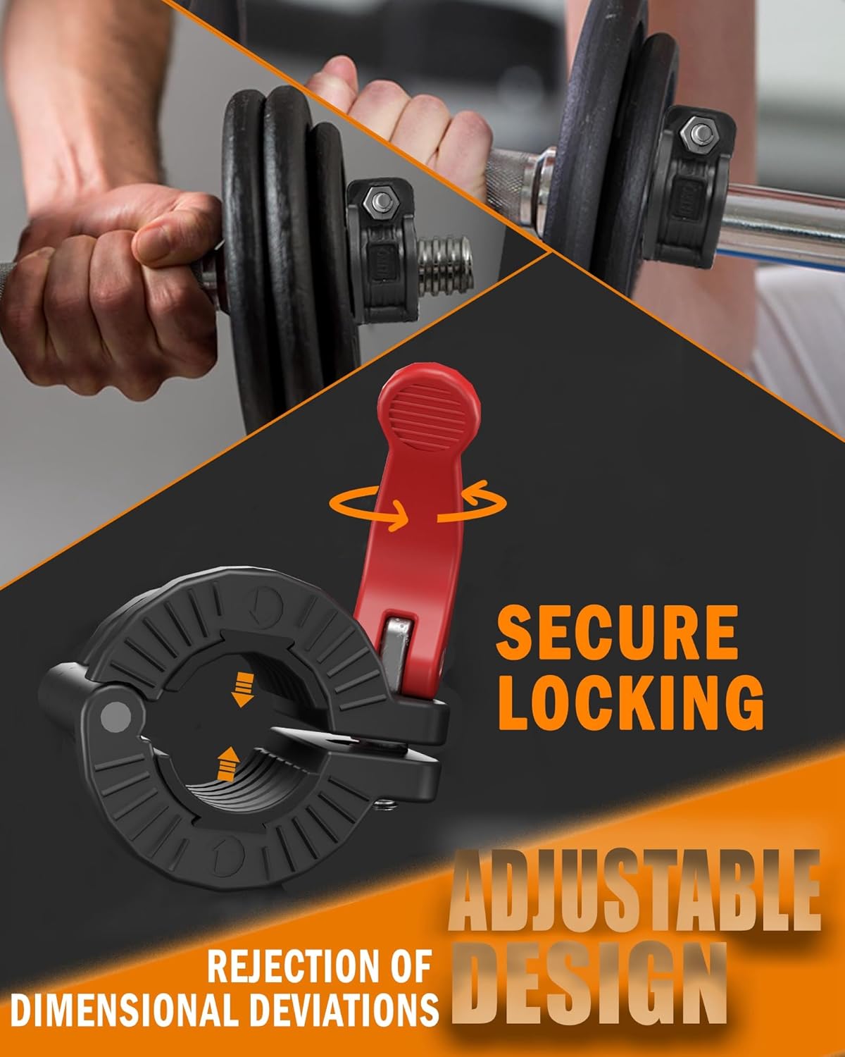 MAXRICH Barbell Clamp 1 inch Multiple Sizes & Adjustable Weight Clips for Quick Release Barbell Collars