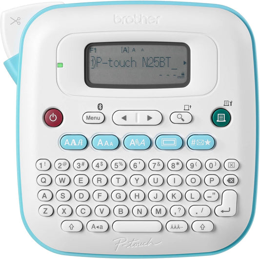 Brother P-Touch PT-N25BT Personal Connected Label Maker, Bluetooth, Design&Print2 app, Portable, Handheld and Prints with P-Touch Btag½â€ (12mm) Wide Color Label Tapes