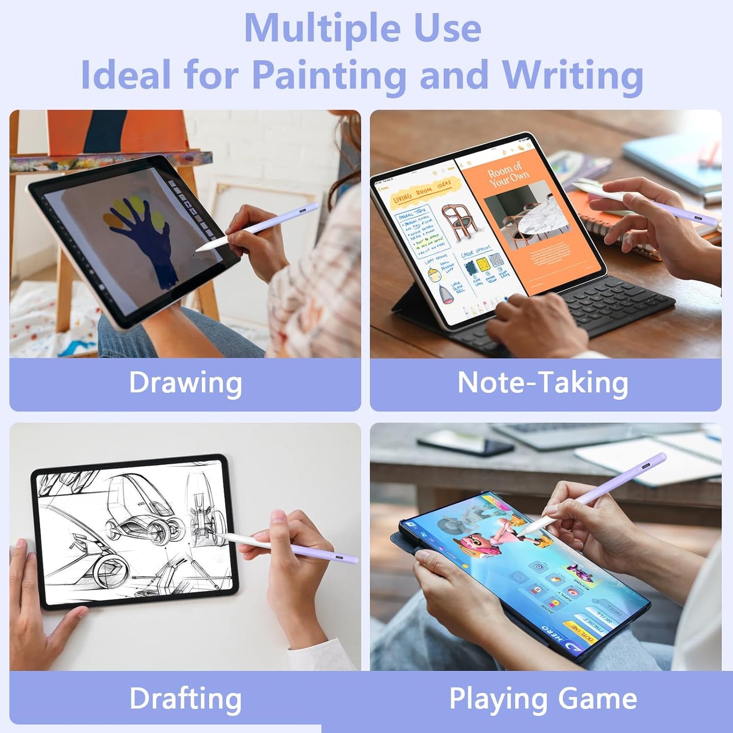 Stylus Pen for iPad 2018-2023 with Palm Rejection, Active Pencil for iPad 10th/9th/8th/7th/6th Generation, for iPad Pro 11/12.9 inch, for iPad Air 5th/4th/3th, for iPad Mini 6th/5th Gen(Sky Grey)