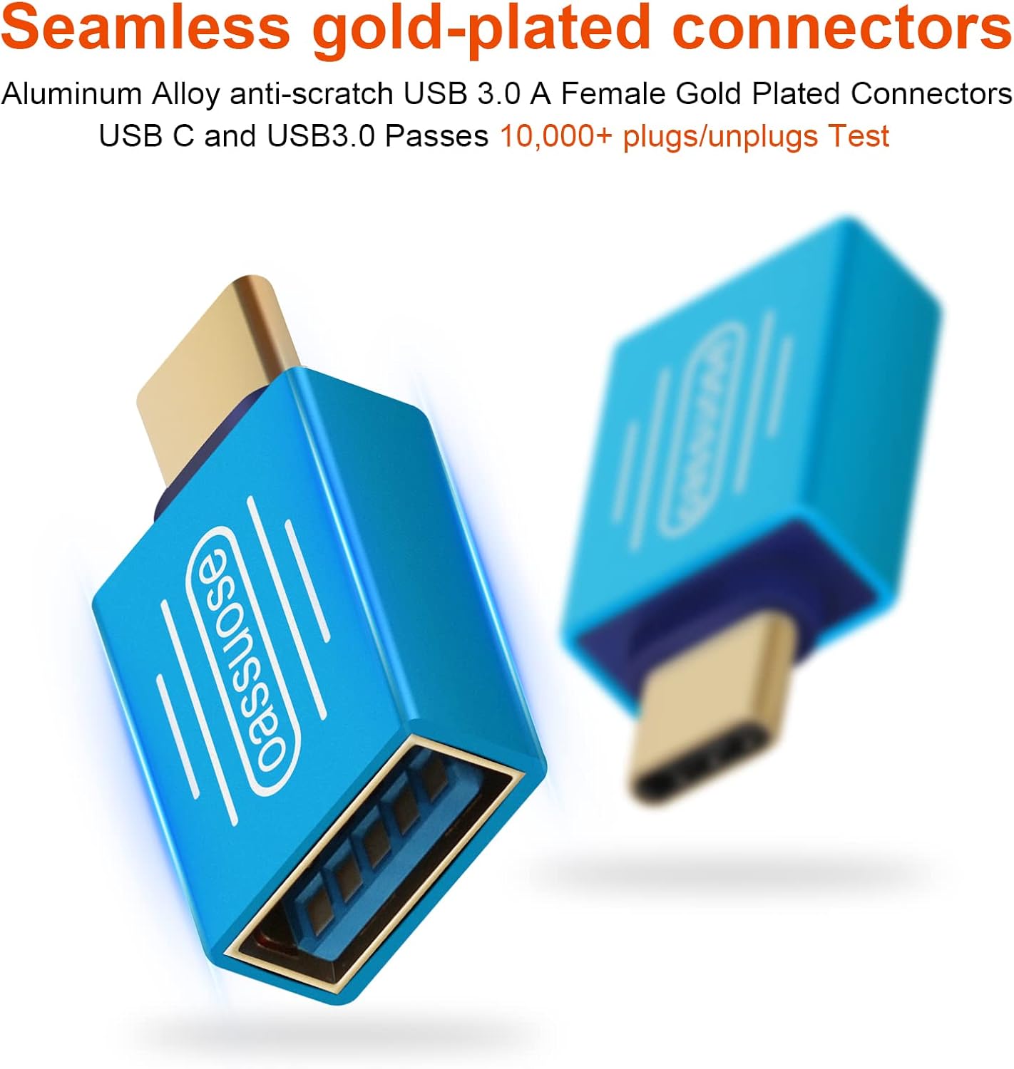 4-Pack USB C to USB Adapter (Gold-Plated),USB C Male to USB 3.0 Female OTG Adapter for iMac iPad Mini 6/Pro,MacBook Pro 2021,MacBook Air 2020 and Other Type C or Thunderbolt 4/3 Devices(Blue)