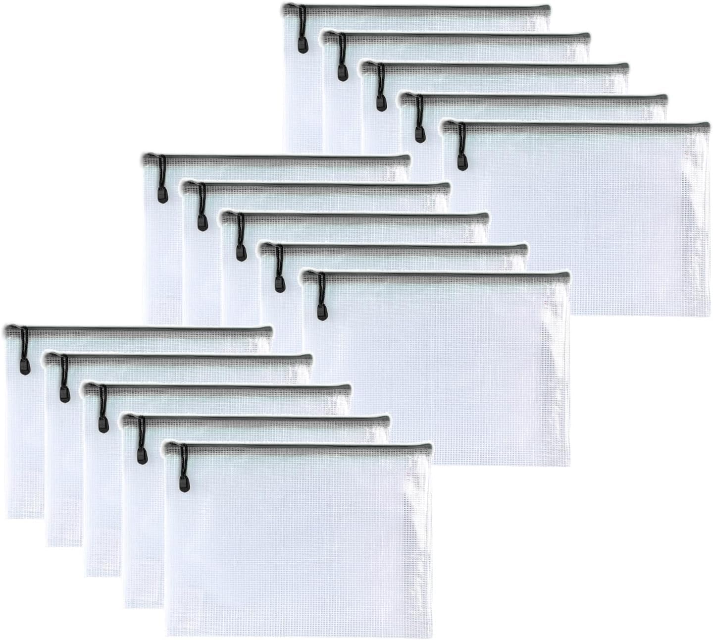 Plastic Mesh Zipper Pouch Document Folders Bag Zip File Bags for Organizing,Office Supplies, Board Game Organization,Home Storage-15 Pcs (Black, 4"x 6")