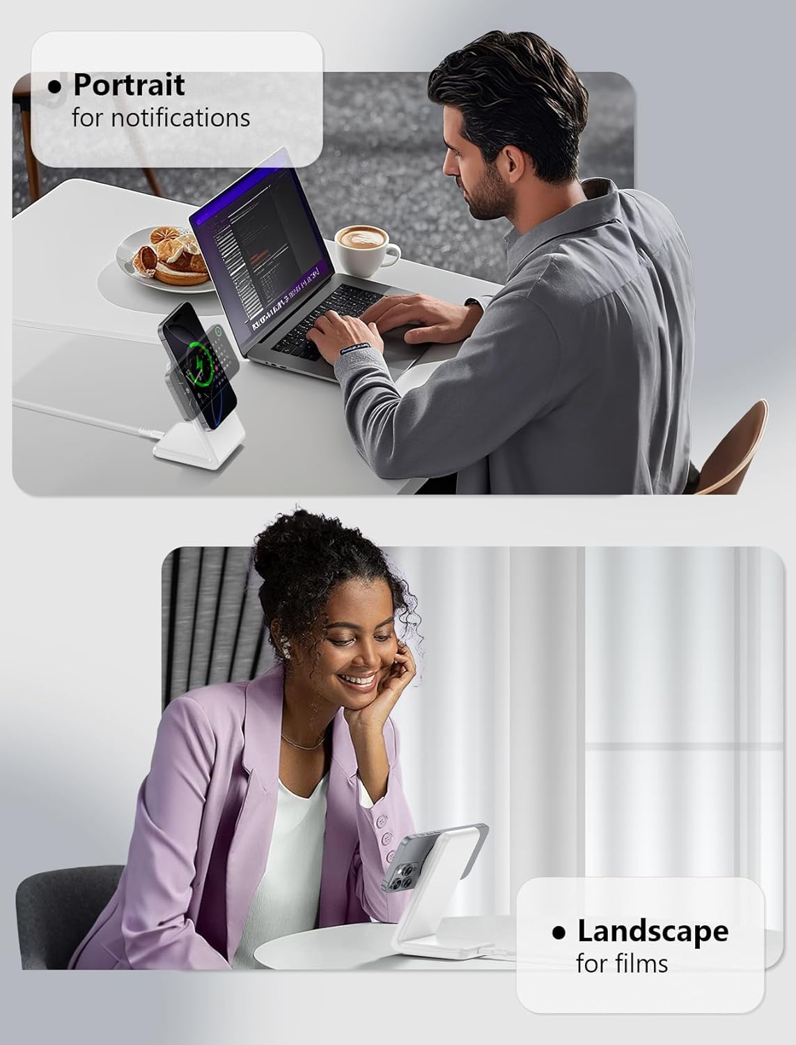 Mag.Safe Charger - iPhone Charger Stand, Magnetic Fast Wireless Charger for iPhone 16/15/14/13/12 Series - White