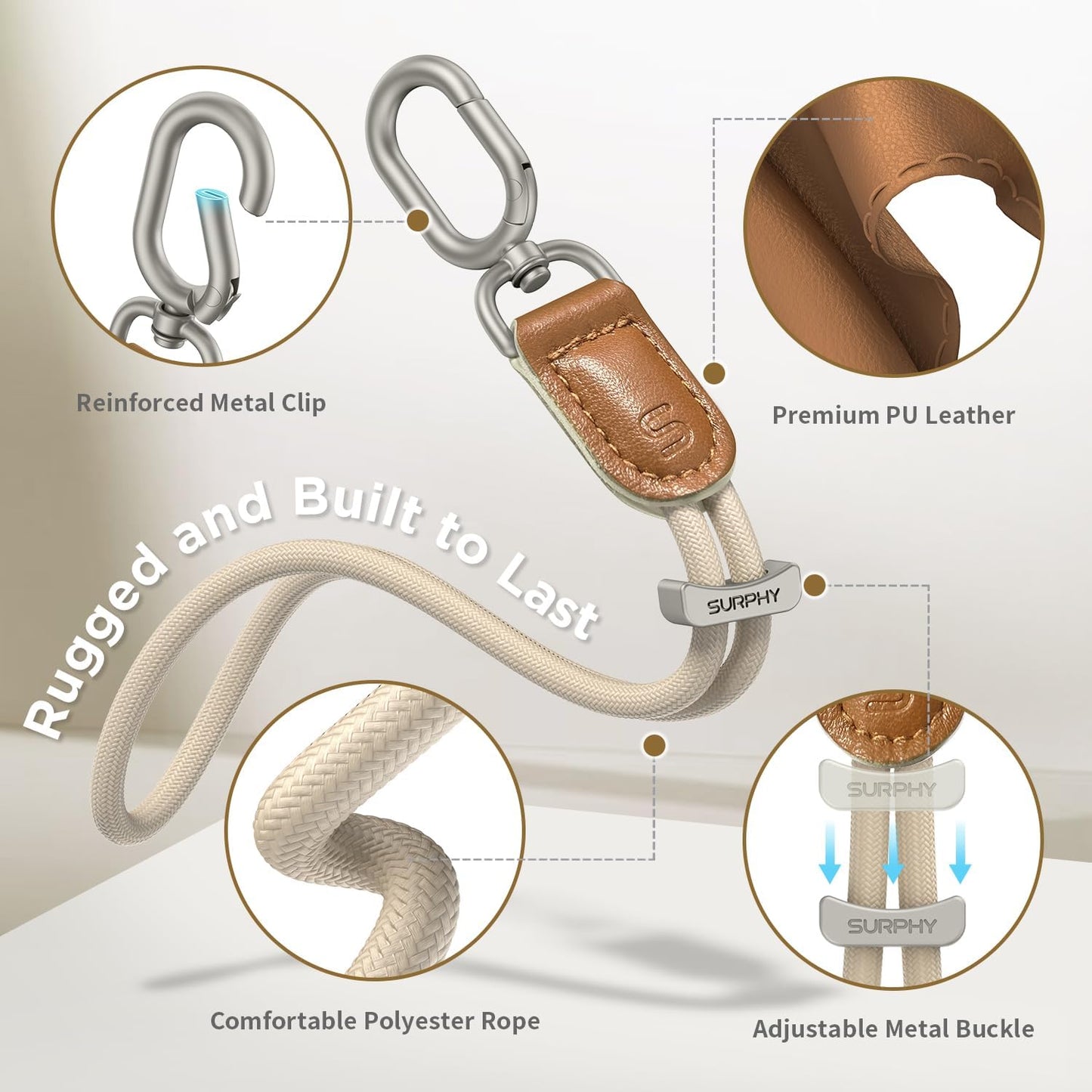 SURPHY Phone Wrist Strap, Keychain Wristlet, Phone Strap Charm with Tether Tab, Cellphone Lanyard Wrist, Key Chain for Women