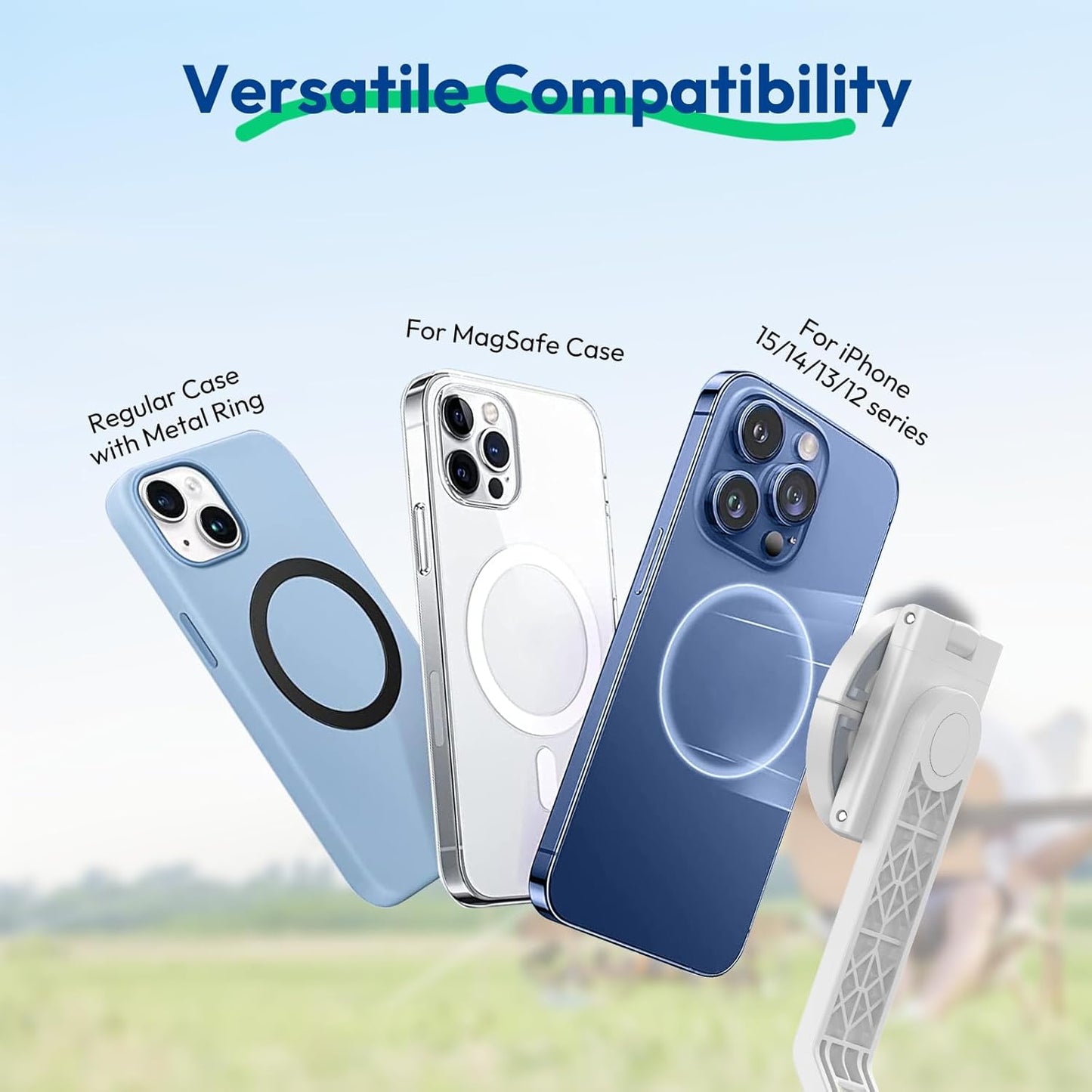 ULANZI TT88 Magnetic Tripod for iPhone, 57" Extendable Selfie Stick with Remote, 2-in-1 Phone Clip & Dual Cold Shoe Mounts-Lightweight Phone Tripod Stand for Vlogging, Travel, Video Recording (White)