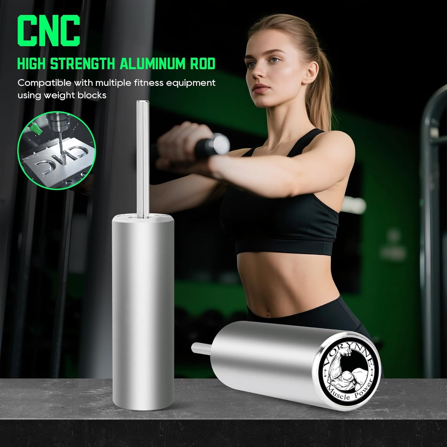 Weight Stack Pin Extender for Gym Cable Machine & Home Gym, Ø10 mm ＆ Ø8 mm, Allowing Additional Olympic Weight Plates, Made of Durable Steel for Secure and Long-Lasting Use