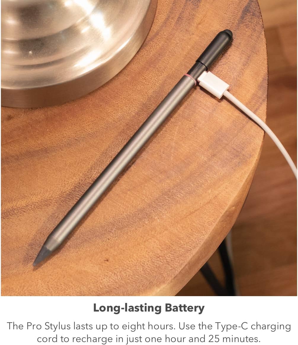 ZAGG Pro Stylus with Active & Capacitive Tips, Palm Rejection, Tilt Recognition, Instant Bluetooth Pairing, Compatible with iPad Pro 11/12.9 (3,4, & 5 Gen)/Air 10.9/iPad 10.2/9.7/Mini 5