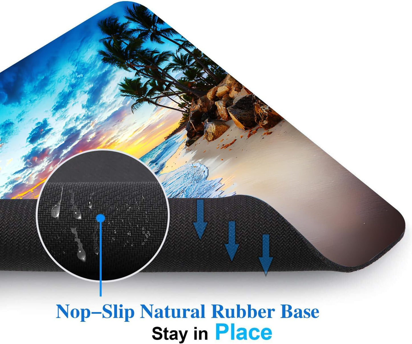 Sunset Beach Wave Mouse Pads for Desk, Portable Wireless Computer Mouse pad Small Design with Women, Non-Slip Rubber Base Laptop Mousepad 9.5" x 7.9" Smooth Surface for Office & Travel