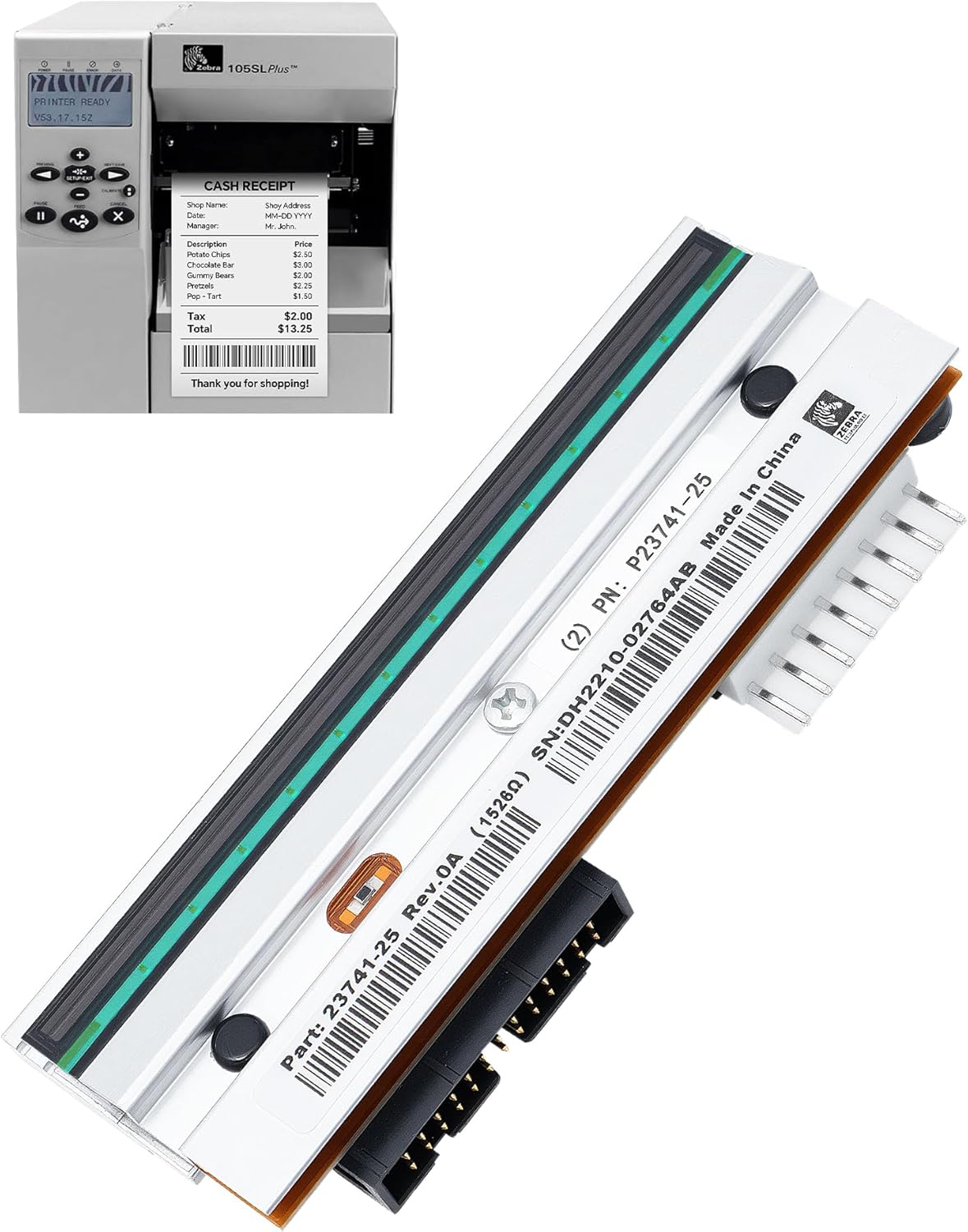 P1004232 Genuine Printhead for Zebra 110Xi4 110XiIV, New OEM Print Head Replacement for Zebra Thermal Barcode Label Printer 300dpi Original Optimal Print Quality Extended Life