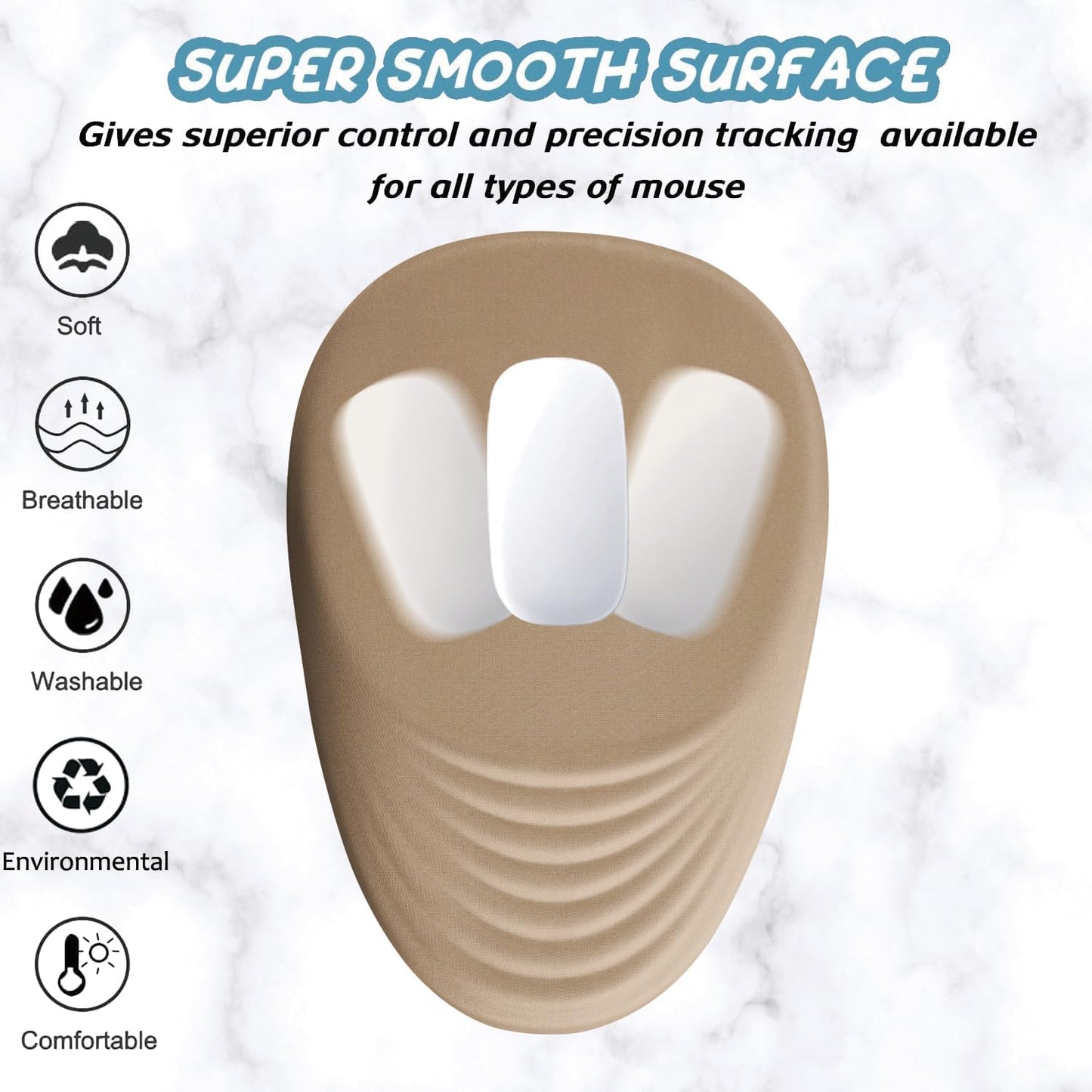 Ergonomic Mouse Pad Wrist Support, Mouse Pad with Wrist Rest, Entire Memory Foam & Non-Slip PU Base MousePads with Stepped-Wedge Design for Pain Relief, Desk, Office, Home, Beige