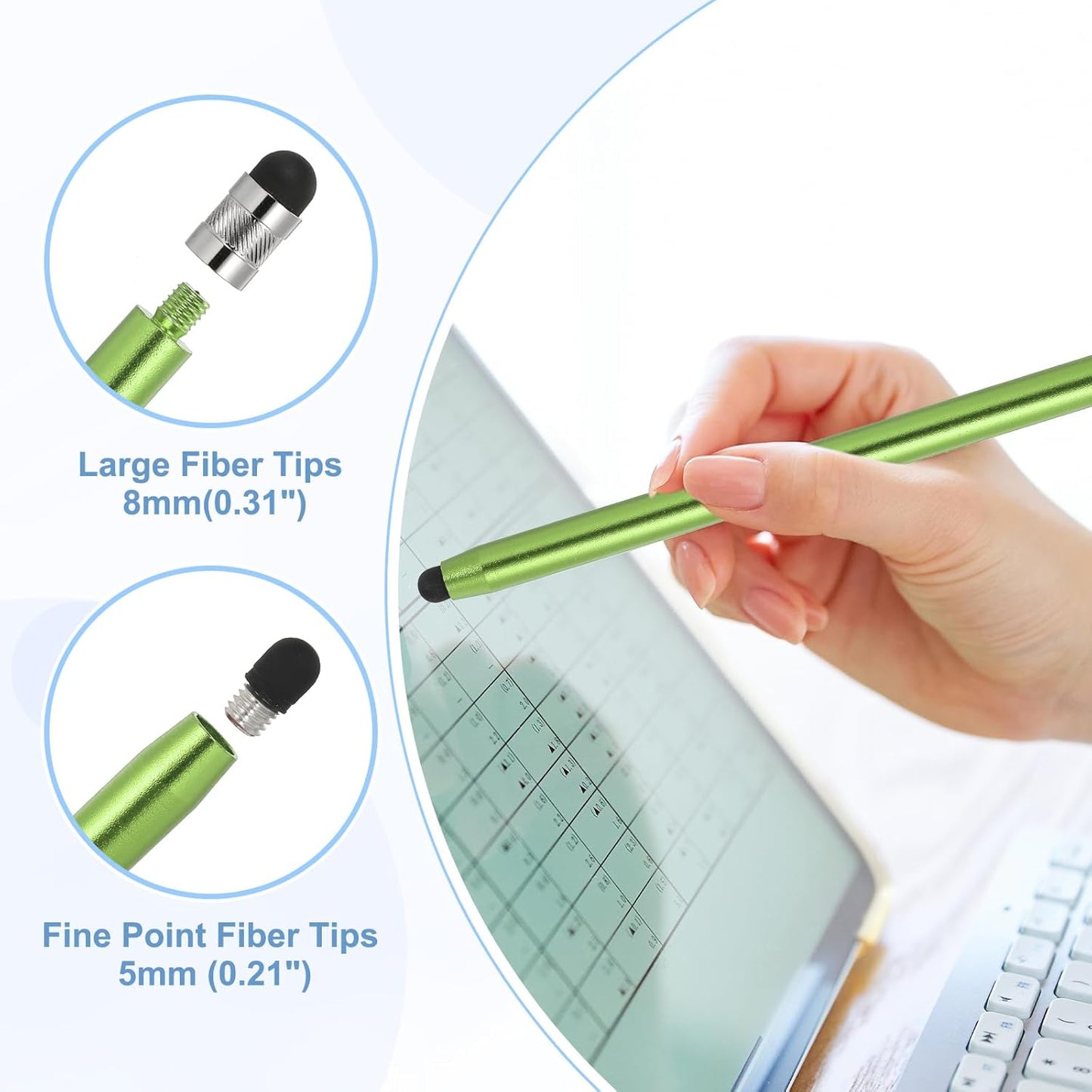 PATIKIL 5 Pcs Stylus Pens for Touch Screens, 2 in 1 High Sensitivity Universal Pen Capacitive Stylus for Phone Tablets Laptop Touch Screen Devices, Green