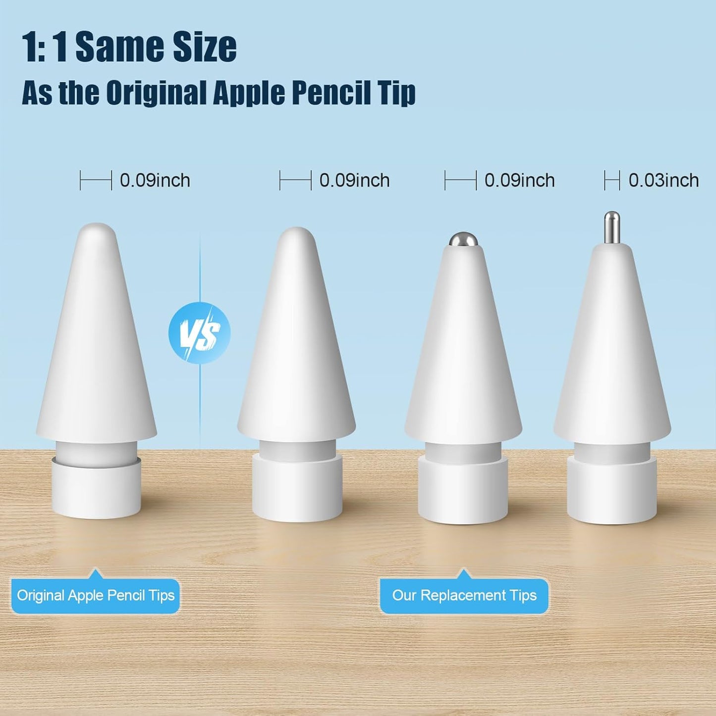 Upgraded Replacement Tips for Apple Pencil Pro/1st Gen/2nd Gen/USB-C, Metal Pen Nibs Accessories for Apple iPad Pencil - (6 Pack)