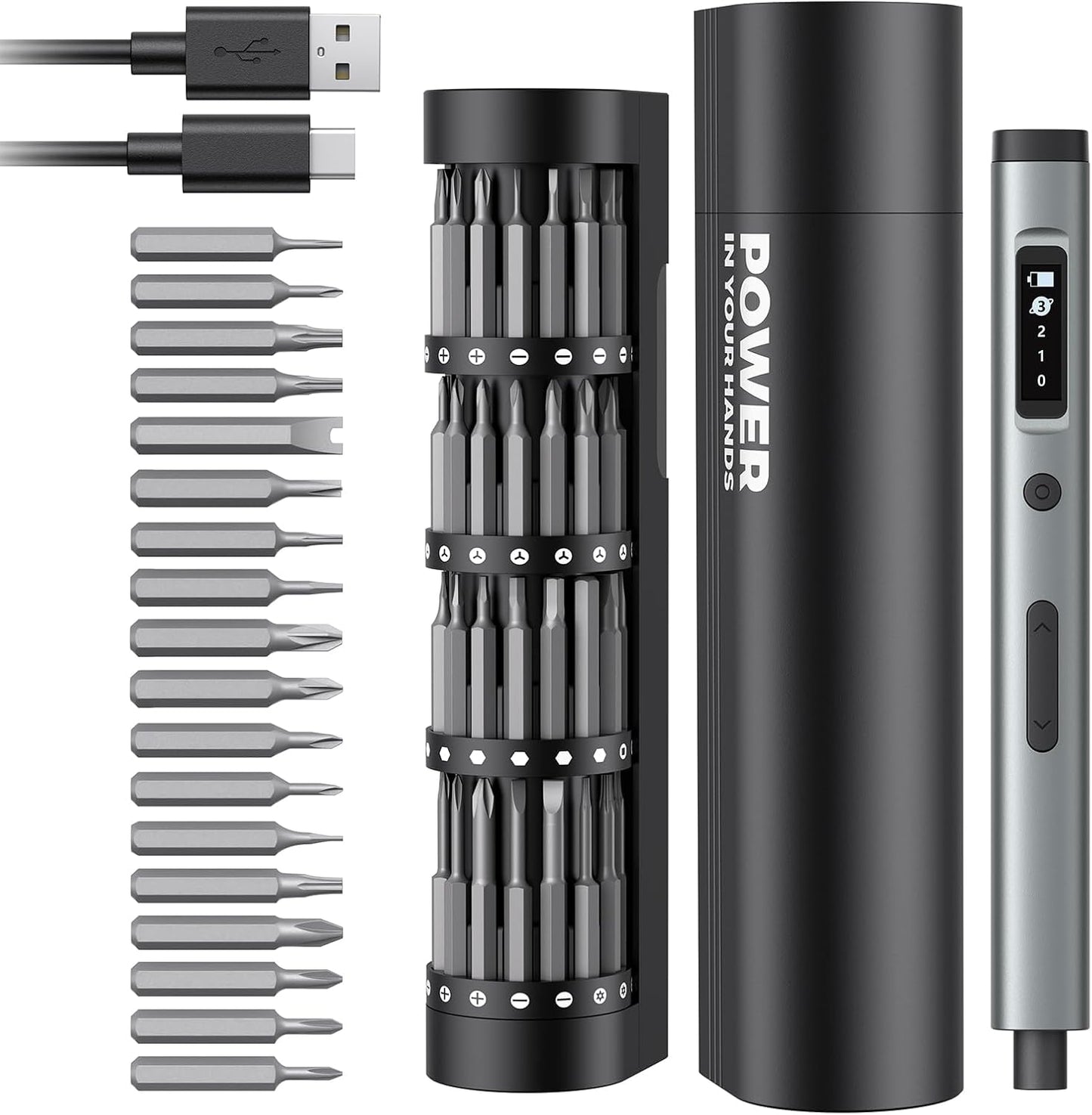 90-in-1 Mini Electric Screwdriver, SMOOTHARMOR Precision Screwdriver Set Cordless with 78 S2 Bits, 0.15-0.55 N.m Torque, Magnetic Storage, 500mAh, LED Light, Power Repair Tool Kit for Phone Laptop PS5