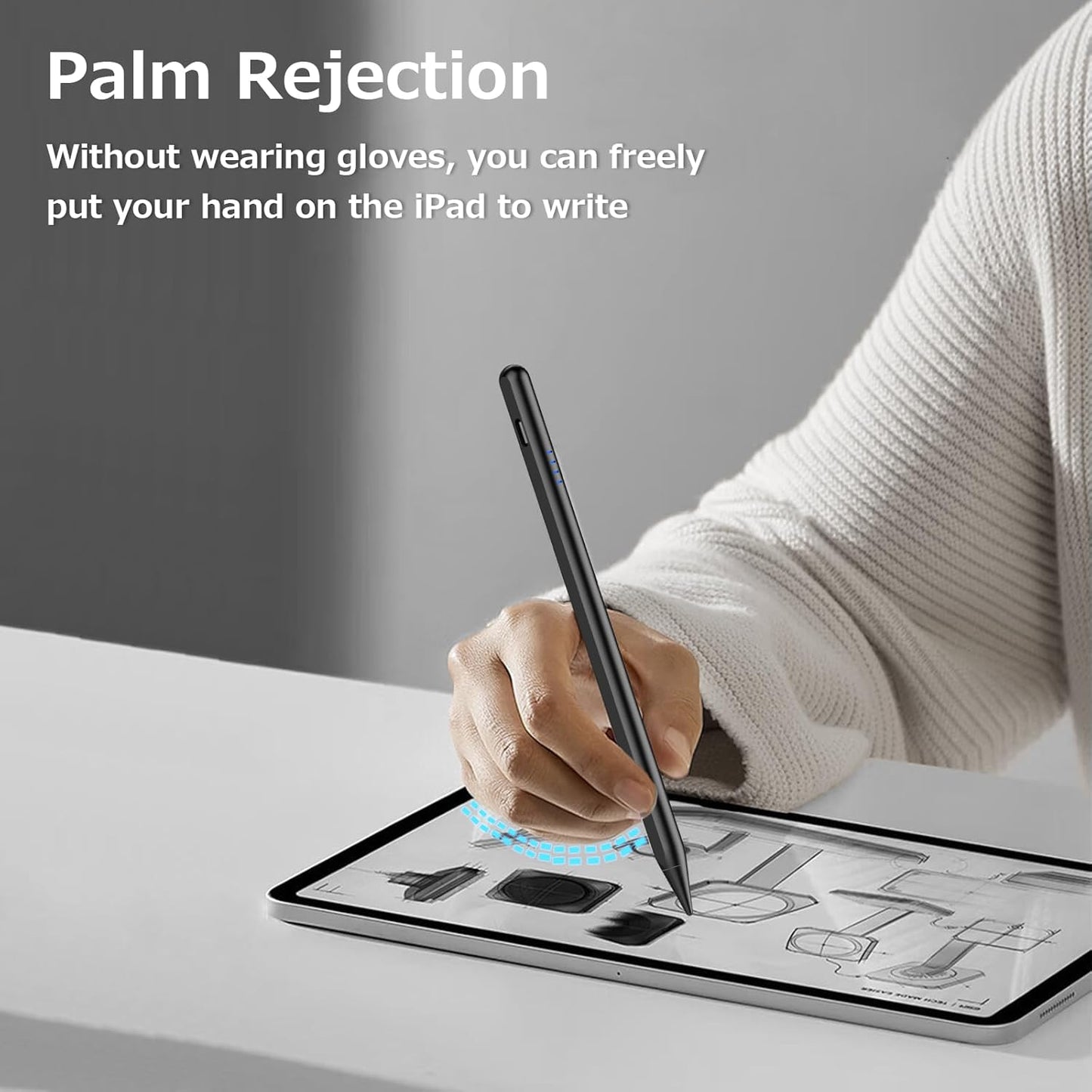 Stylus Pen for iPad 9th&10th - Fast Charge for iPad Pencil Palm Rejection Active Pen Compatible with (2018-2025) Apple iPad 6/7/8/9/10/11(A16), iPad Pro 11"/12.9"/M4, Mini 5/6, Air 3/4/5/M2/M3 (Black)