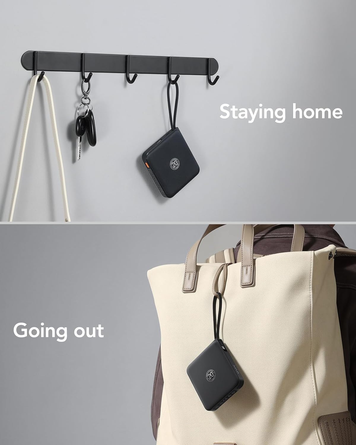 VRURC Portable Charger with Built-in Cable, 10000mAh 22.5W Fast Charging USB C Battery Pack, Cell Phone Power Bank for iPhone 16 15 14 Samsung Galaxy S25 S24 S23 Series Android Tablet, Black(1 Pack)