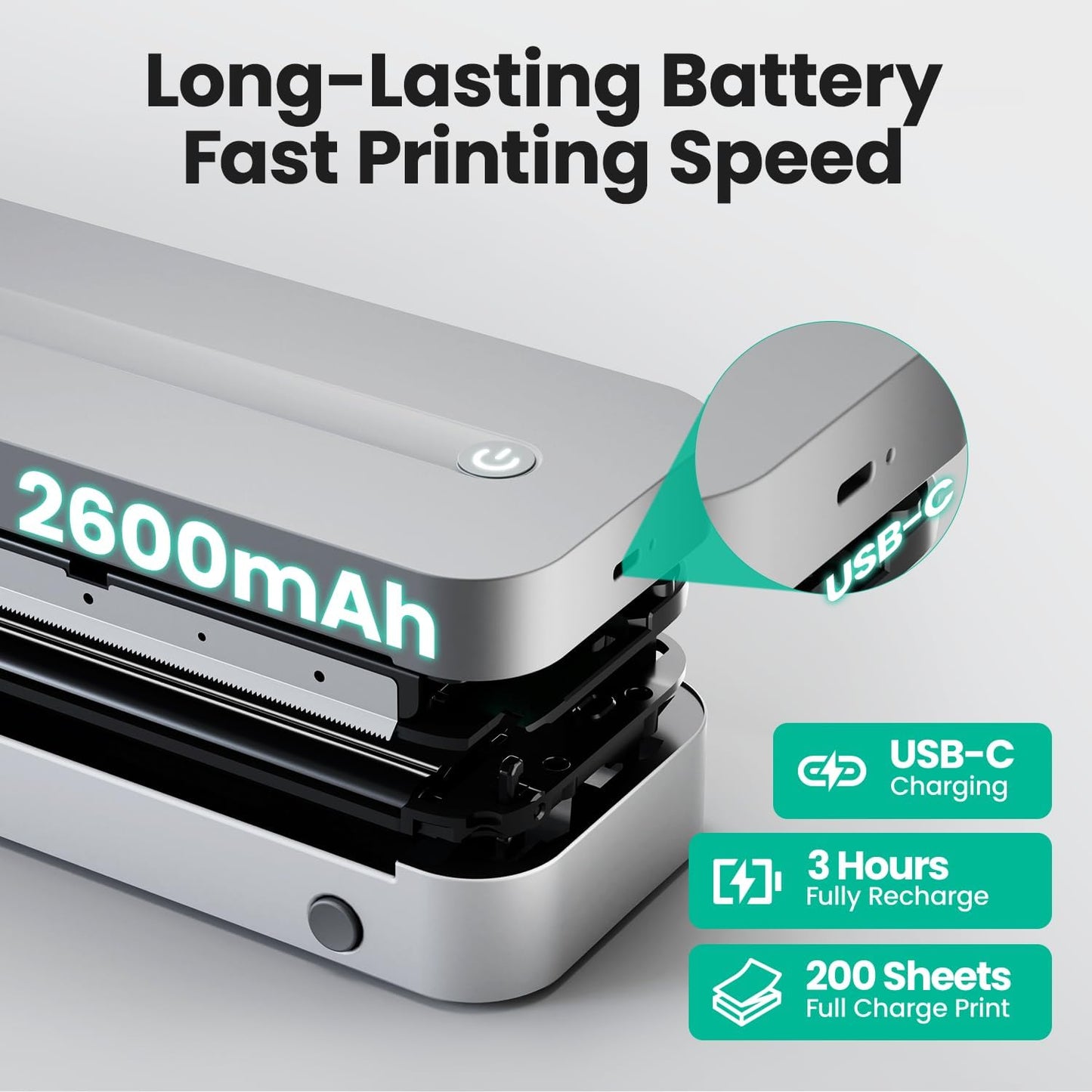 P1 Pro Thermal Printer, Large Format Portable Bluetooth Inkless Printer with 1 Roll Paper 8.5x11 Inch, Compatible with iPhone ＆ Computer,Home Office Essentials