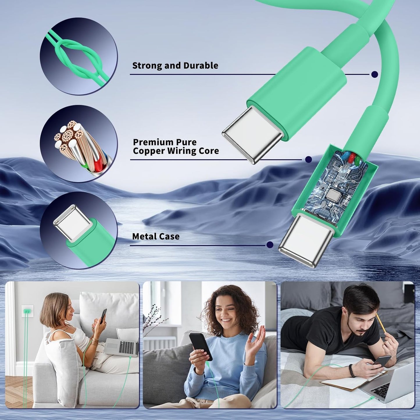 Super Fast Samsung Charger Type C,45W Dual Port USB C Fast Charger Block [2-Pack] & Extra Long 60W 3/6/6/10FT USB C Cable - PD Quick Charging 3.0 for Samsung Galaxy S25 Ultra/S24+/S23 iPhone 16