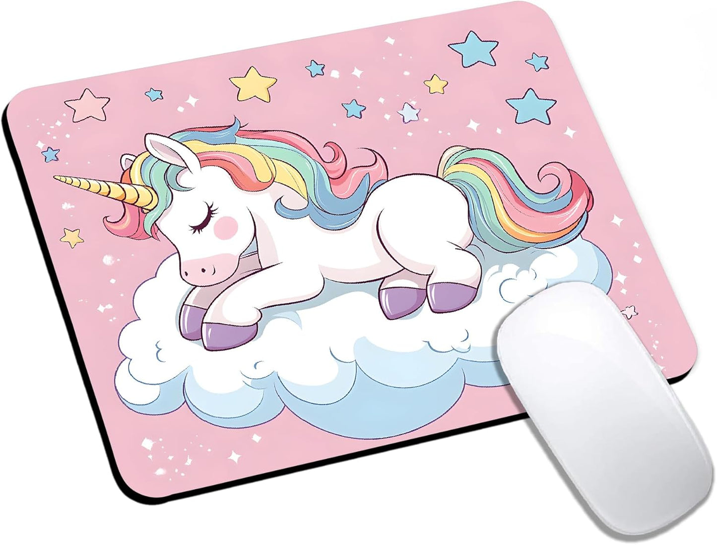 Mouse Pad, Pink Cute Unicorn Mouse Pads for Desk, 9.5" x 7.9" Non-Slip Rubber Base Computer Mousepad with Women, Portable Square Design for Wireless Mouse and Pad Laptop Office & Travel