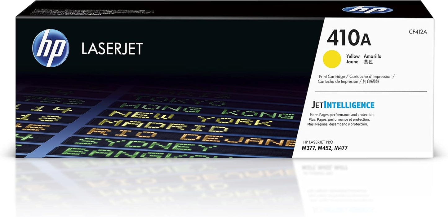 HP 410A Yellow Toner Cartridge | Works with HP Color LaserJet Pro M452 Series, HP Color LaserJet Pro MFP M377, M477 Series | CF412A