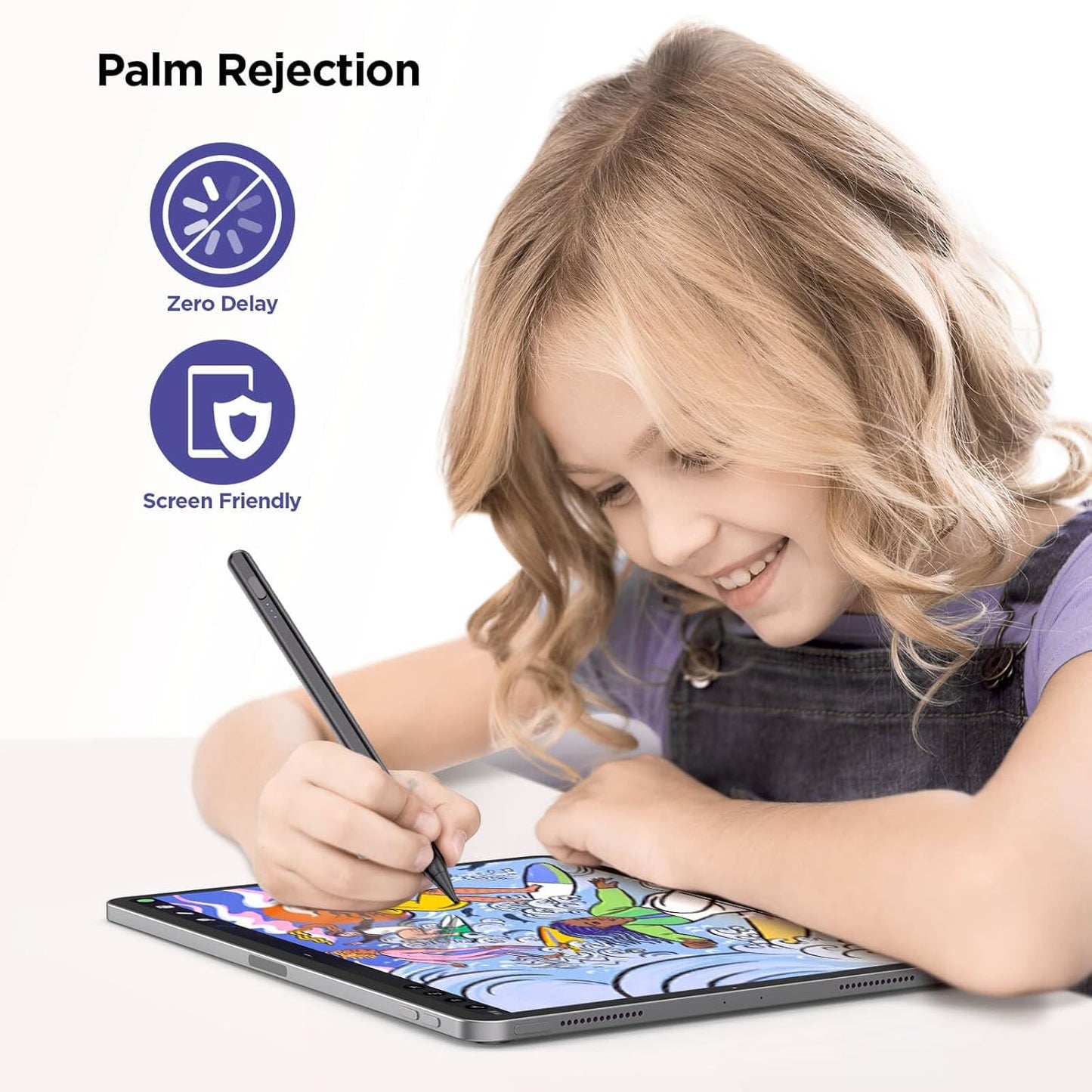 Stylus Pen for iPad 2018-2025, 15Mins Fast Charge for Apple Pencil, Palm Rejection, Compatible with iPad 10/9/8/7/6, iPad Pro 12.9"/11"/13" M4, iPad mini 6/5, iPad Air 5/4/3/11"-13" M2