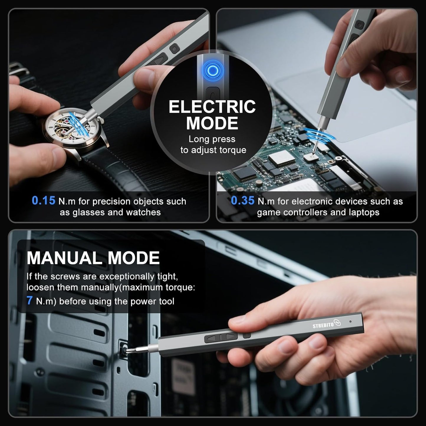 STREBITO Electric Screwdriver, 144-in-1 Precision Screwdriver Set, 120 Magnetic Bits, Organized Storage and Portability, Small Tool Kit for Electronics, PC, Computer and Laptop, Gifts for Men