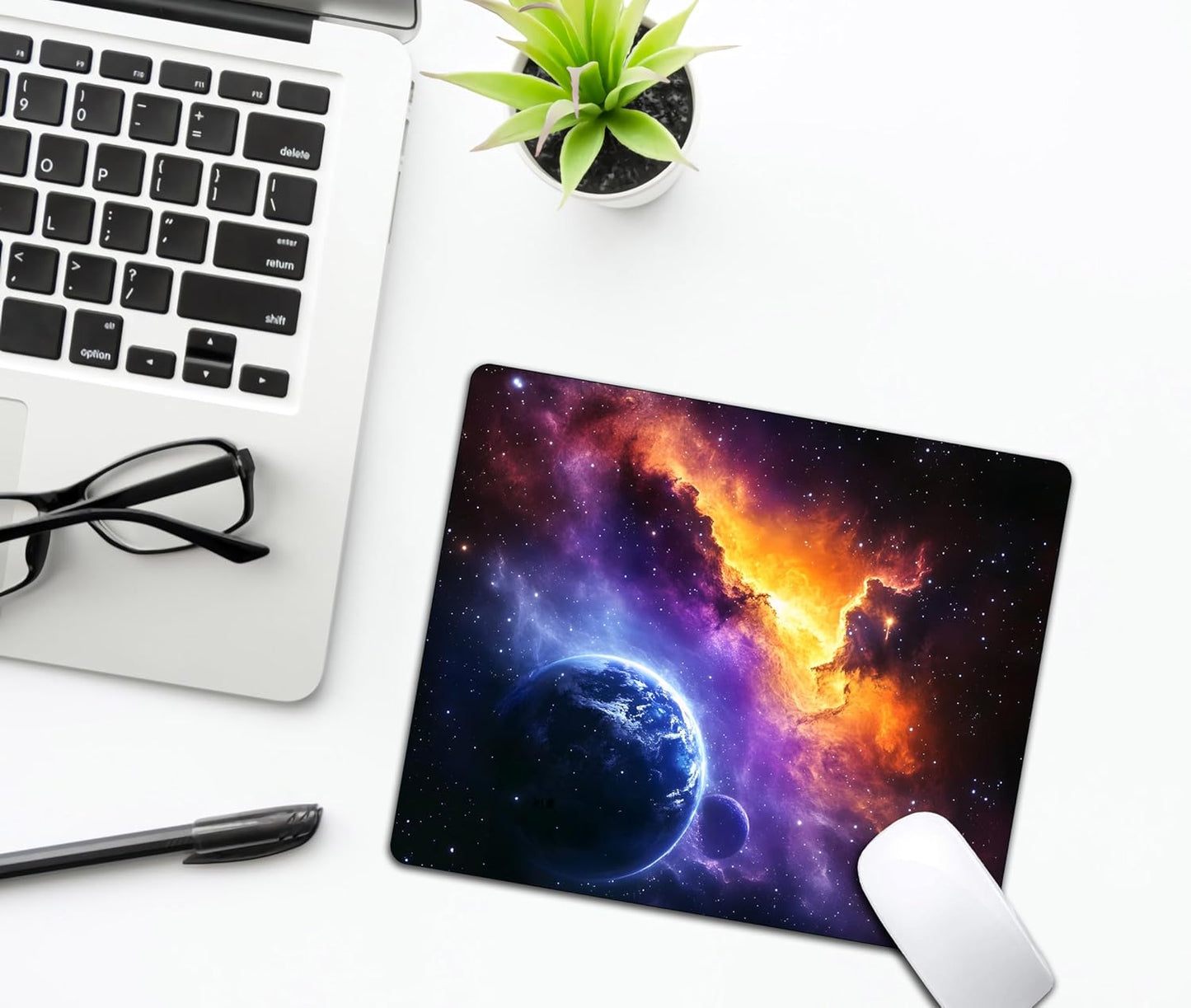 Nebula Galaxy Space Mouse Pads for Desk, Portable Wireless Computer Mouse pad Small Design with Women, Non-Slip Rubber Base Laptop Mousepad 9.5" x 7.9" Smooth Surface for Office & Travel