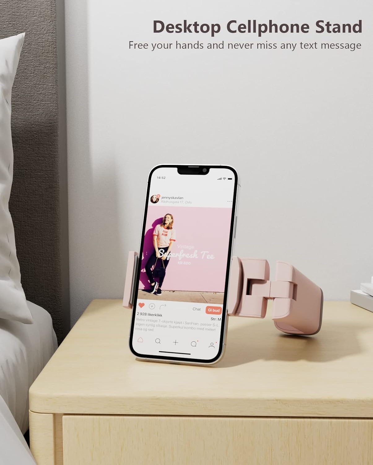 MiiKARE Airplane Travel Essentials Phone Holder, Universal Handsfree Phone Mount for Flying with 360 Degree Rotation, Accessory for Airplane, Travel Must Haves Phone Stand for Desk-Purple&Pink