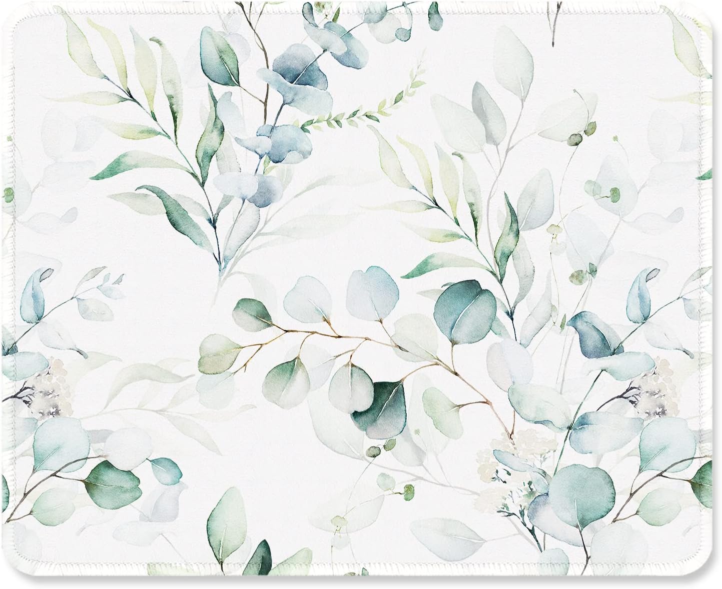 ITNRSIIET Mouse Pad with Stitched Edge Premium Textured Smooth Precise Operation Waterproof Washable Non-Slip Rubber Base Desktop Protection Mat, 10.2×8.3×0.12 inches, Leaves and Branches