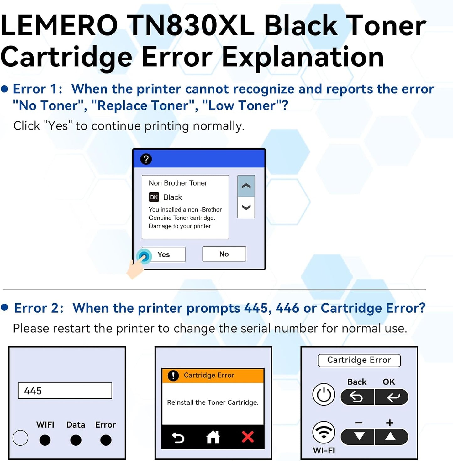 LEMERO Compatible Toner Cartridge Replacement for Brother TN830XL TN830 XL High Yield Toner Cartridge Work with DCP-L2640DW HL-L2460DW HL-L2480DW HL-L2405W MFC-L2820DW Printer 830XL 4-Black
