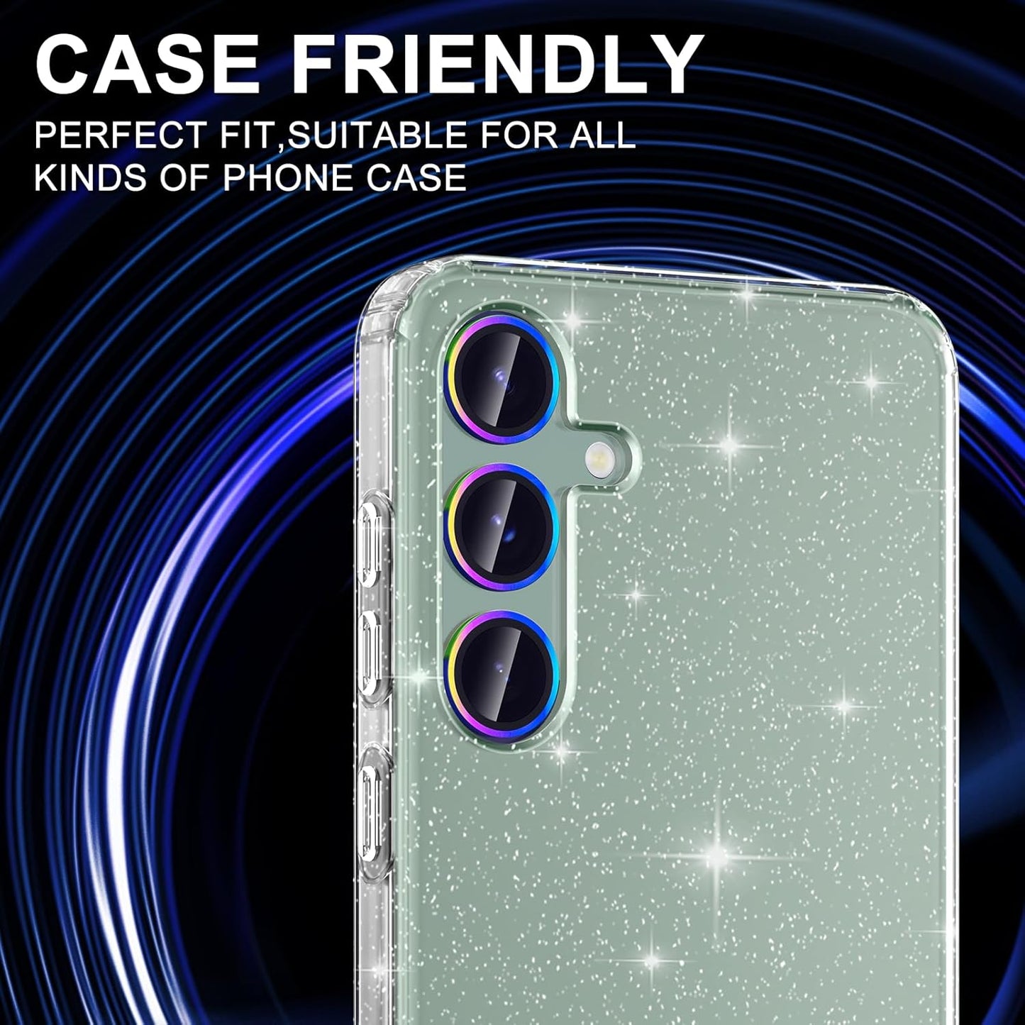 for Samsung Galaxy S24 FE Camera Lens Protector, Individual Metal Ring Tempered Glass Lens Cover, [Strong Adsorption] Scratch Resistant Ultra-Thin HD Clear Lens Cover, 1 Set-Colorful