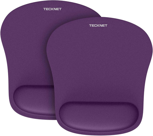 TECKNET 2 Pack Mouse Pad with Wrist Support, Ergonomic Gaming Mouse Pad Pain Relief, Portable Comfortable Mousepad for Computer, Laptop, Office, Home Non-Slip Base, Waterproof Surface - Purple