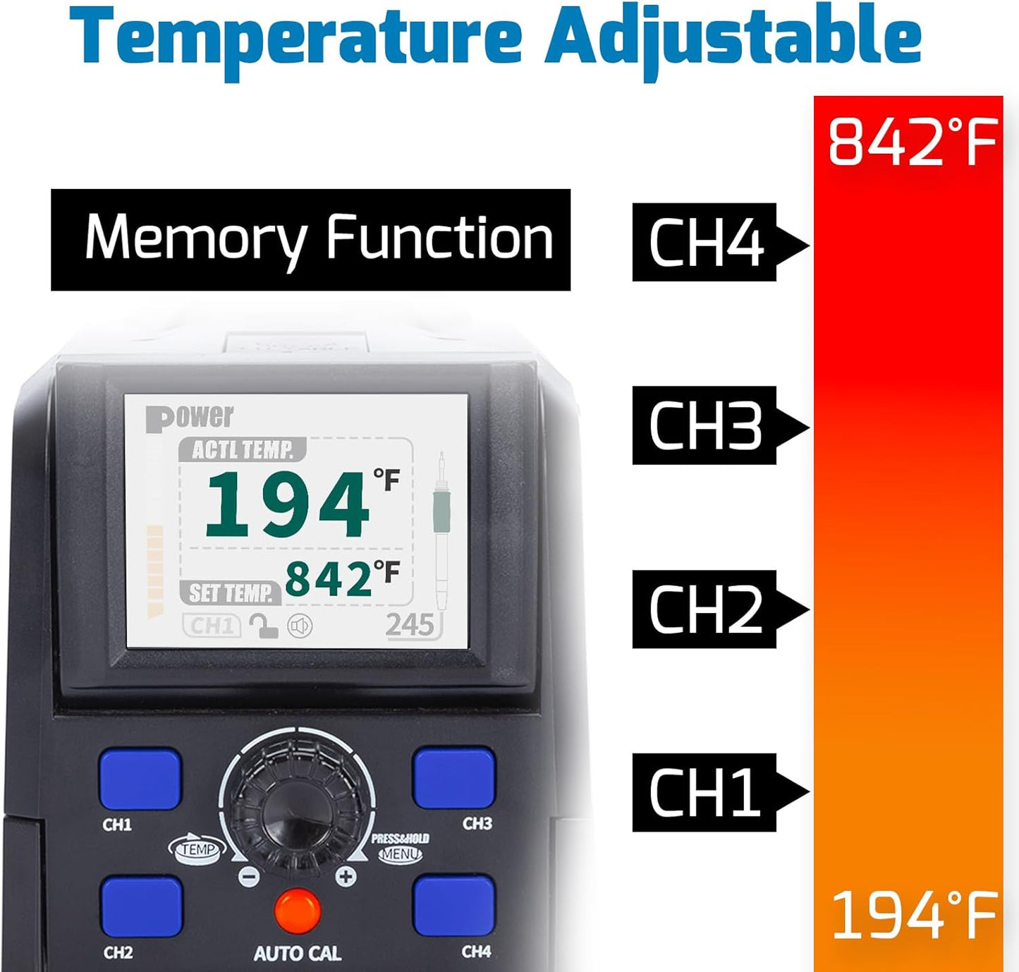 WEP 982D Precision Soldering Station with Automatic Calibration, Tiltable Screen, C245 C210 Compatible Soldering Iron Kit with 2 Spools Lead Free Solder Wire, 6 Soldering Cartridges