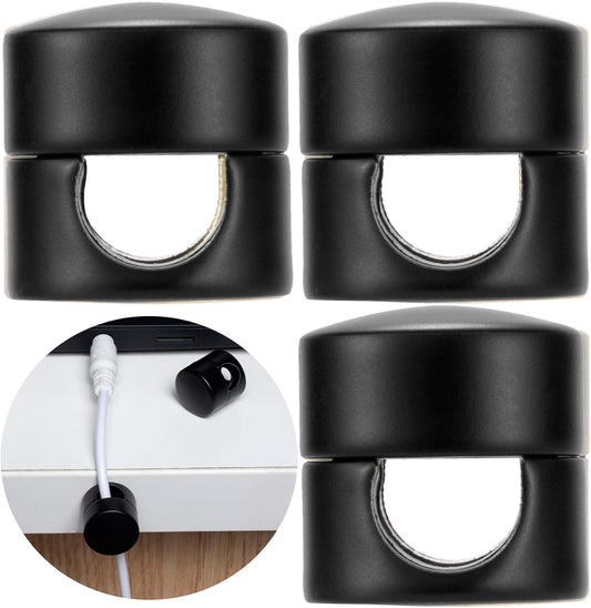 3 Sets Charger Holders for Cords, Matte Black Color Adjustable Cable Anchor Holders, Adhesive Metal Cord Clips, Cable Management Wire Organizers for Desk, Office, Nightstand