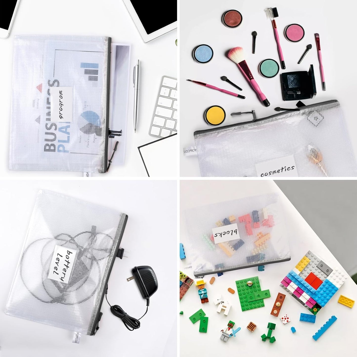 18 Pack A4 Mesh Zipper Pouch Bags, Zipper Pouches of Office Supplies, File Bags for Classroom Organization, Puzzles, Board Game Storage