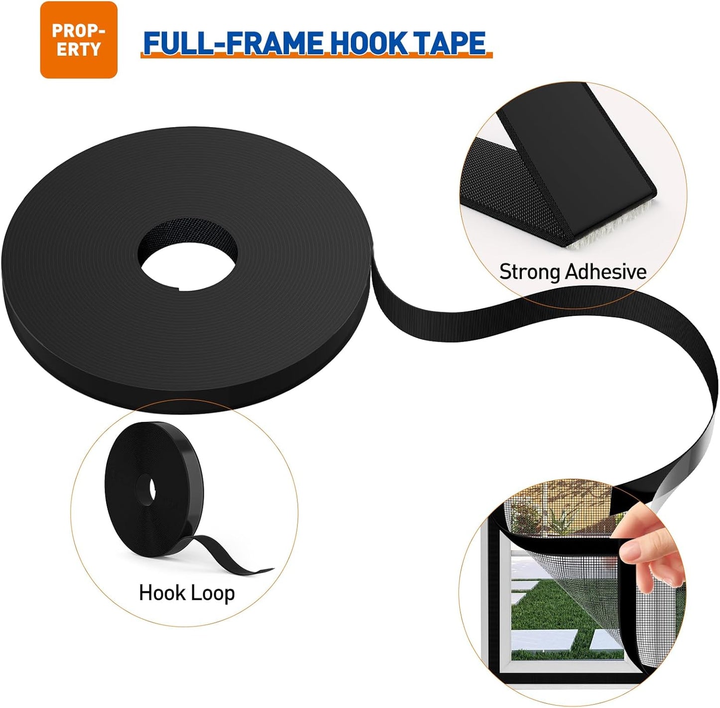 MAGZO Customized Window Screen,Screen Mesh Attachable and Detachable with Hook Tape, Durable, Washable