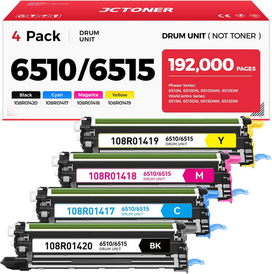 Phaser 6510 WorkCentre 6515 Drum Unit Replacement for Xerox 108R01420 108R01417 108R01418 108R01419 Imaging Unit Compatible for Xerox 6510N 6510DN 6510DNM 6510DNI 6515N 6515DN 6515DNM 6515DNI Printer