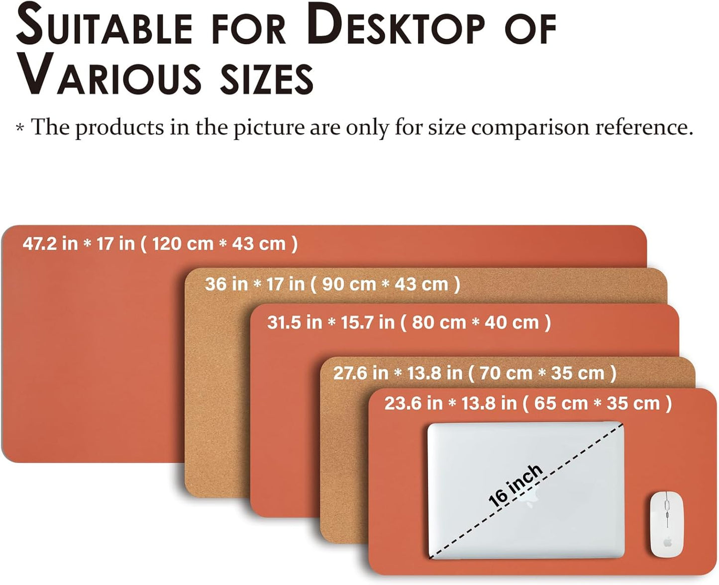 Cork Desk Mat - Small Dual-Sided Desk Pad for Office and Home - Desk Organization and Accessories - Ideal for Large Mouse Pad and Small Desk Mats on Top of Desks(Orange,23.6"x 13.8")