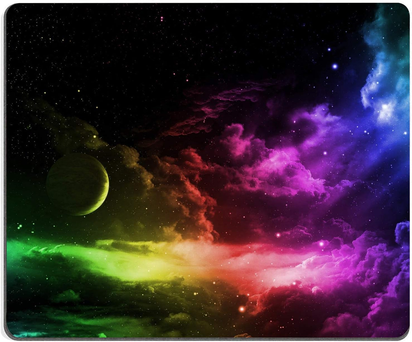 Mouse Pad, Gaming Mouse Pad, Galaxy Mouse Pad, Aurora Light Pattern Green and Purple Design Mouse Pads, Square Waterproof Mouse Pad Non-Slip Rubber Base MousePads for Office Home Laptop Travel