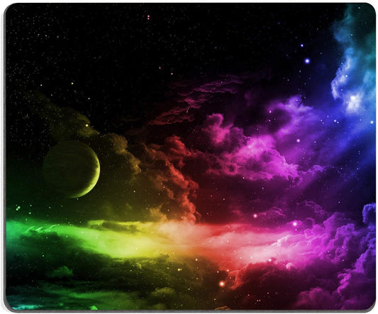 Mouse Pad, Gaming Mouse Pad, Galaxy Mouse Pad, Aurora Light Pattern Green and Purple Design Mouse Pads, Square Waterproof Mouse Pad Non-Slip Rubber Base MousePads for Office Home Laptop Travel