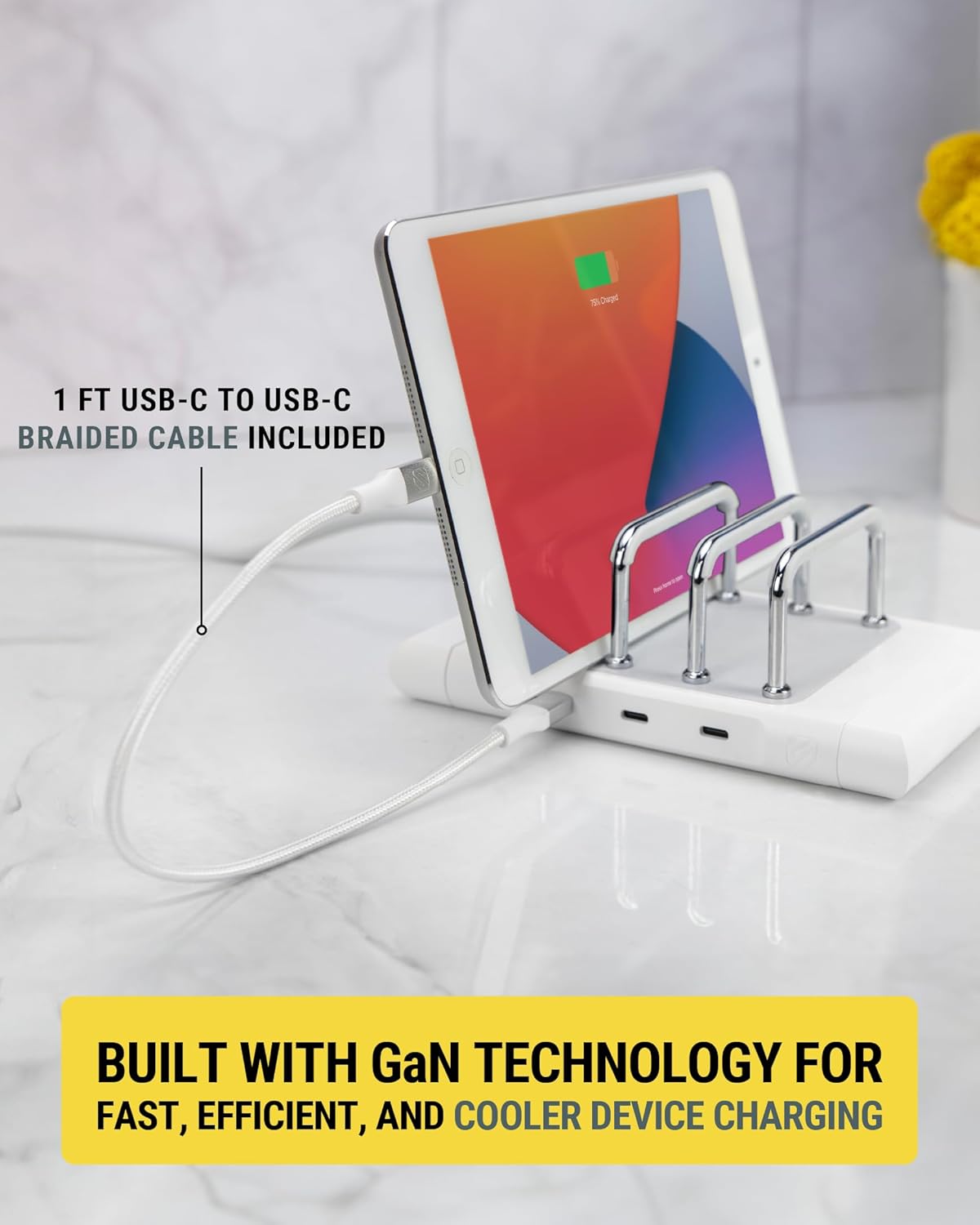 Scosche BL2MD BaseLynx™ 2.0 Vert, 60W USB-C Vertical Charging Station for Multiple Devices, Charger Organizer with 3 PD Fast Charge Ports, Modular System Compatible with Apple iPhone & iPad, White