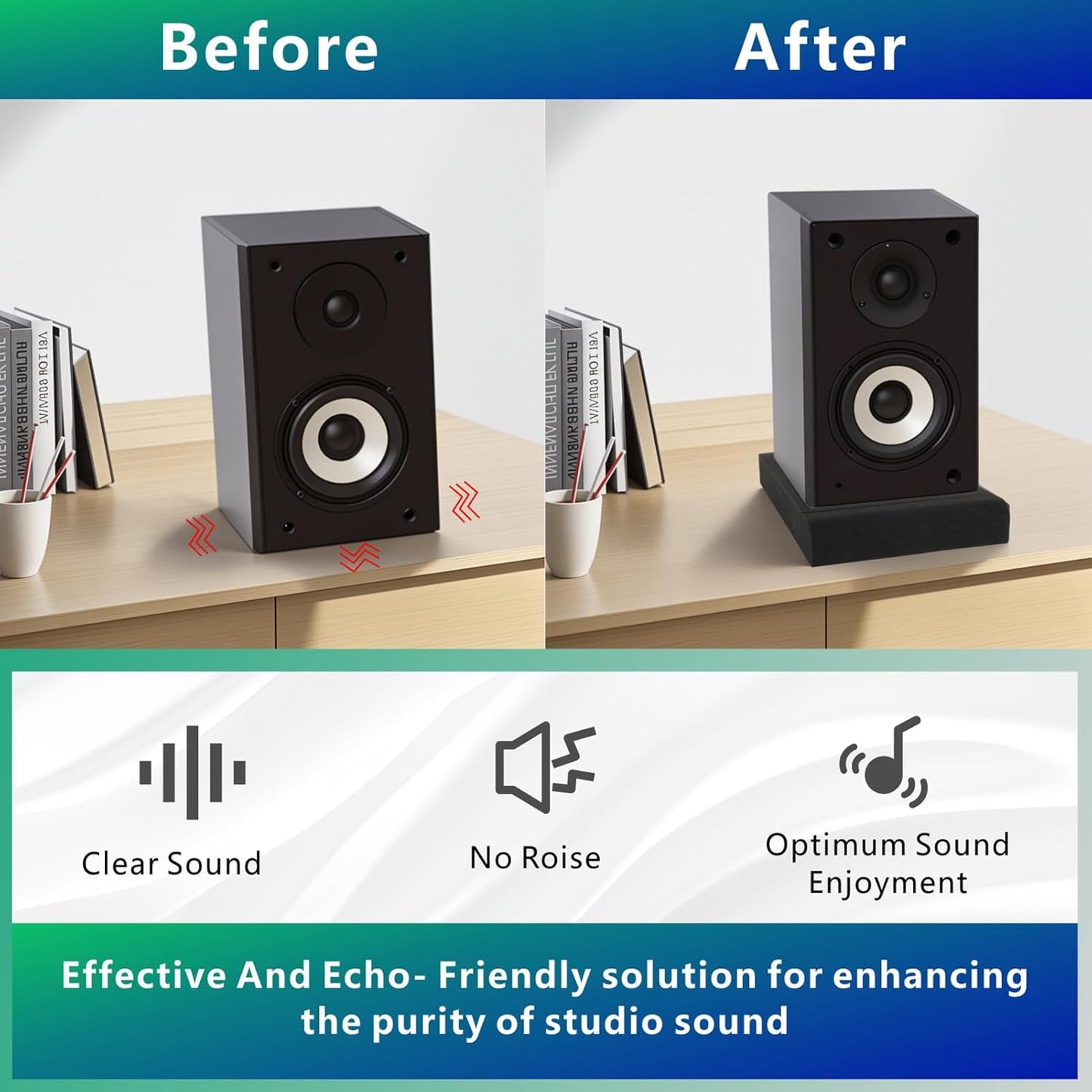 JBER 2 Pack Acoustic Isolation Pads, Studio Monitor Speaker Isolation Foam Pads, High Density Acoustic Foam Suitable for 6-8 Inch Speakers for Sound Improvement Prevent Vibrations (13 * 10.65 * 1.8")