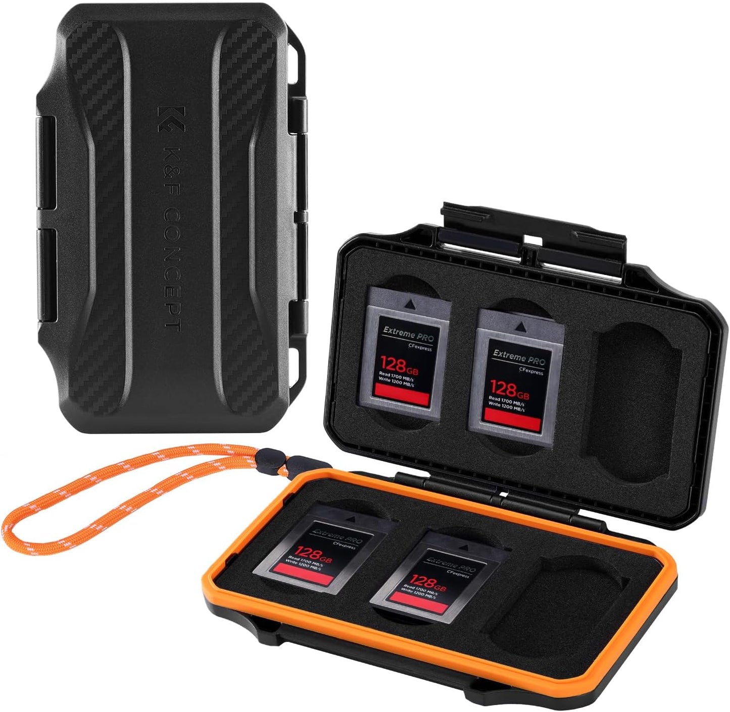 K&F Concept 6 Slots XQD Cfexpress Type-B Card Holder, Water-Resistant Memory Card Storage Carring Case, Shockproof Card Protection Box Organizer