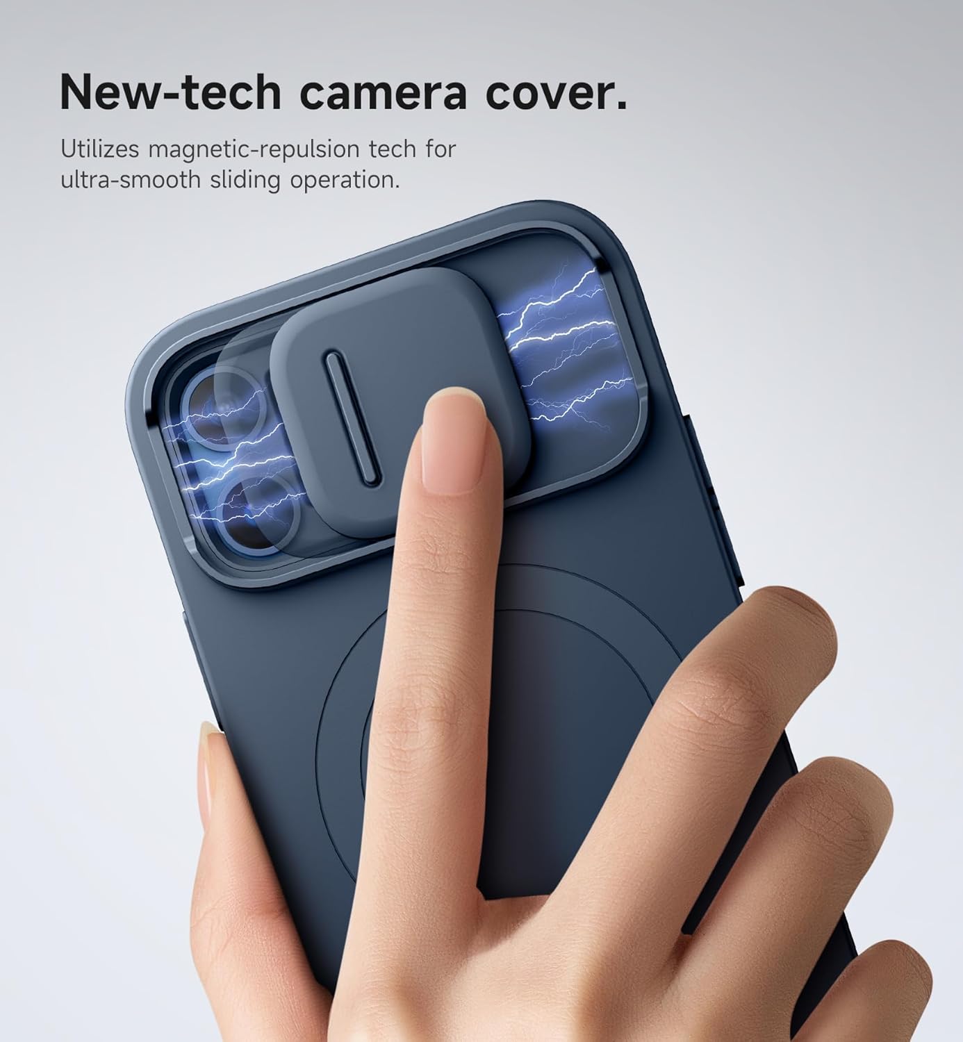 SURITCH for iPhone 12/12 Pro Case with Magnetic Camera Slide Cover and Adjustable Kickstand, Compatible with MagSafe, Shockproof Bumper Case Slim Protective Cover for iPhone 12/12 Pro 6.1 Inch, Blue