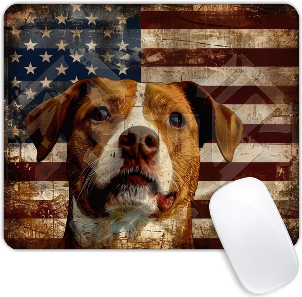 Square Mouse Pad National Flag and Cute Smiling Dog-4,Gaming Mouse Pads for Desk,Soft Computer Waterproof Non-Slip Mouse Mat