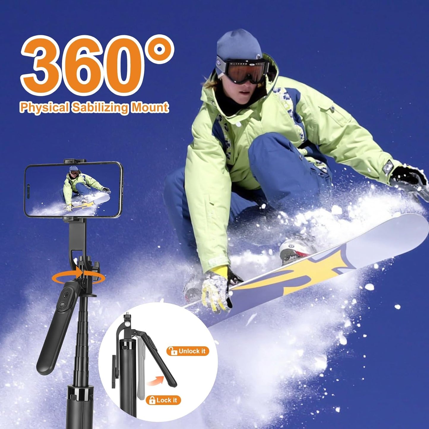 70inch Selfie Stick Phone Tripod with Rechargeable Remote,Portable Extendable 3 in 1 Cell Phone Tripod Stand for Video Recording,Travel Selfie Stick for iPhone and Android