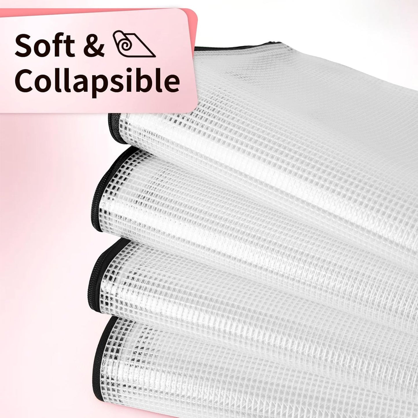 Umriox Mesh Zipper Pouch Bags, A3+A4 (Black, 24 Packs), Large Storage Bags, Zipper Bags for Office Supplies Travel Accessories and Board Games Storage