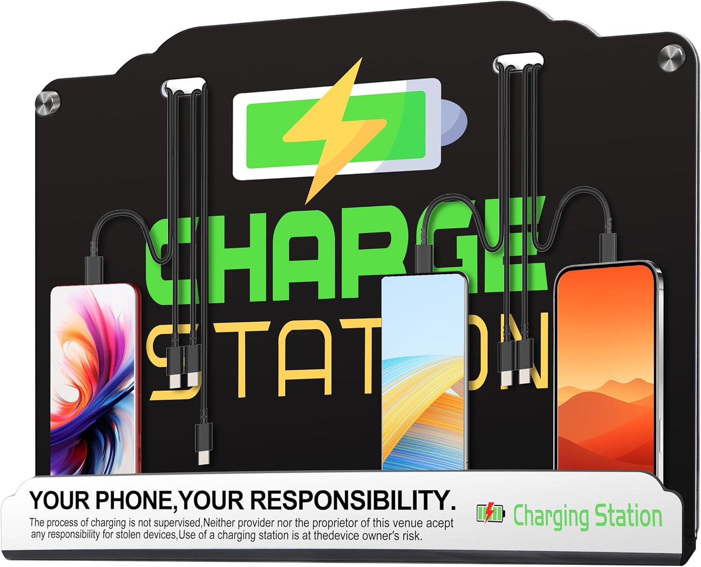 Wall Mount Charging Station with 8 Ports Phone Charger with Type-C,Android Port | Applicable for Applicable Airport Hospitals Banks Hotel and Public Places (Black)