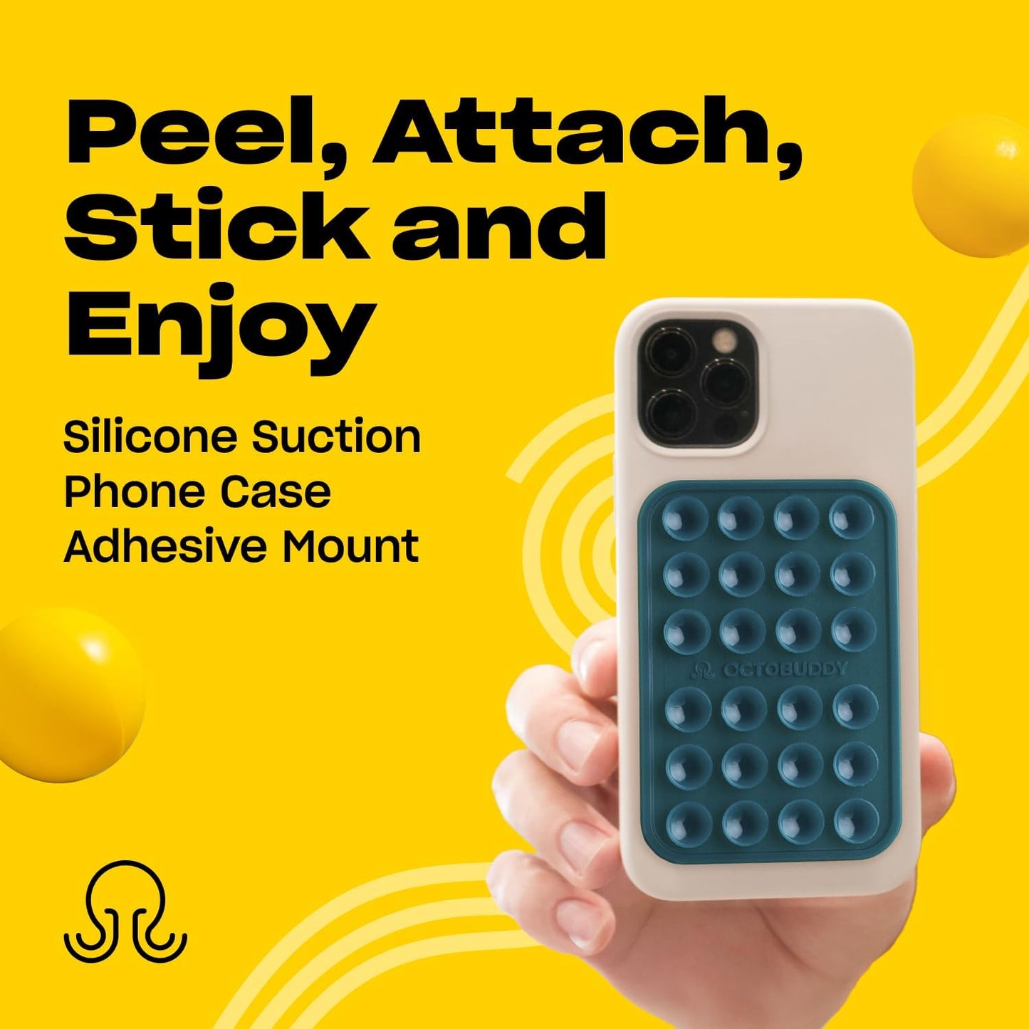 Classic MAX - Silicone Suction Phone Case Adhesive Mount - Hands-Free, Strong Grip Holder for Selfies and Videos - iPhone and Android Compatible - 2.6″ x 3.9″, Teal